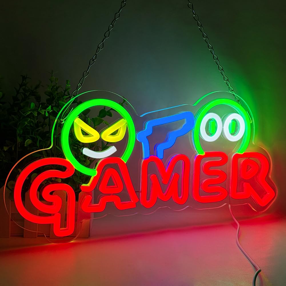 Lighting Christmas Decor - Gamer Neon-Schild LED-Wandleuchte Anpassbare Farbenfrohe Gaming-Neonlampe