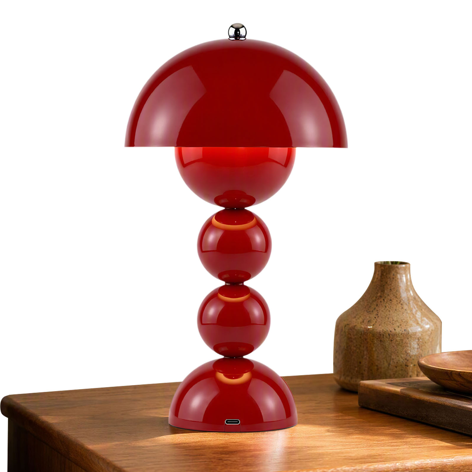 Lighting Decor Bedroom - Pilz-Blütenknospen-Tischlampe, USB-Ladefunktion, LED-Schreibtischleuchte, 3 Farbmodi, warmweiß,