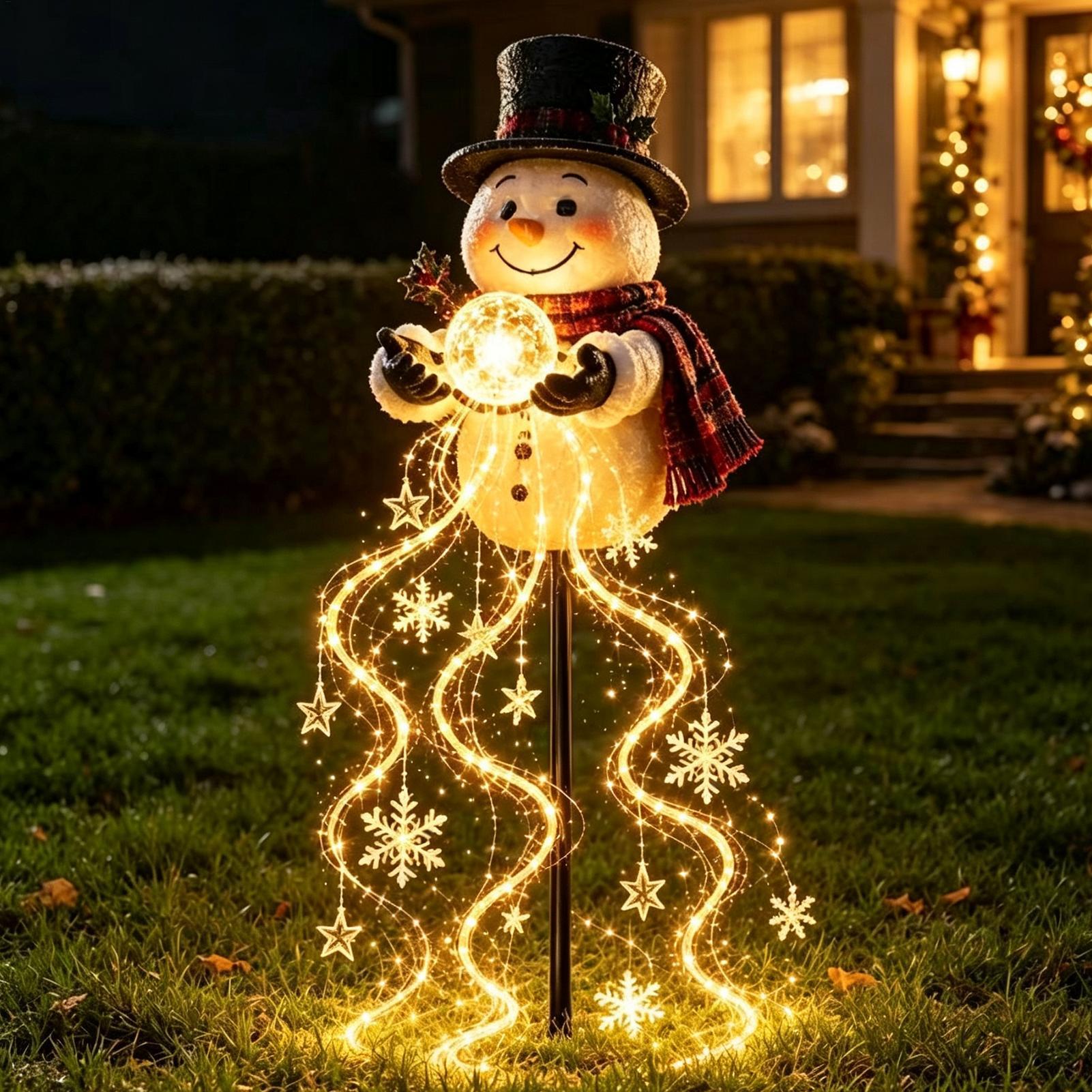 Lighting Christmas Decor - Weihnachts-Wegeleuchten 60cm Solar-Schneemann-Lichterkette Wasserdichte Feiertags-Stake-Lampen für