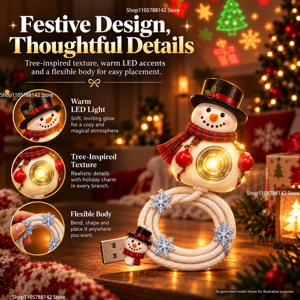 Weihnachts-Schneemann-USB-Proj – Lighting Christmas Decor Bewertung und Preis